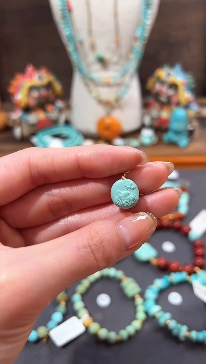 【闪购商品】绿松石提溜18K金镶嵌绿松石提溜