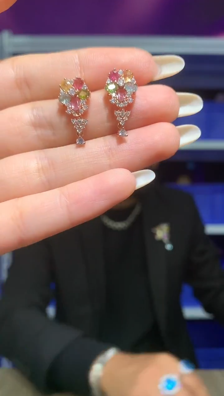 银S925镶嵌耳饰碧玺【宝石世家严选】