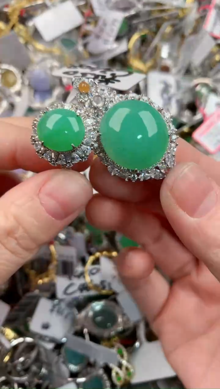 银S925镶嵌戒指翡翠777             2