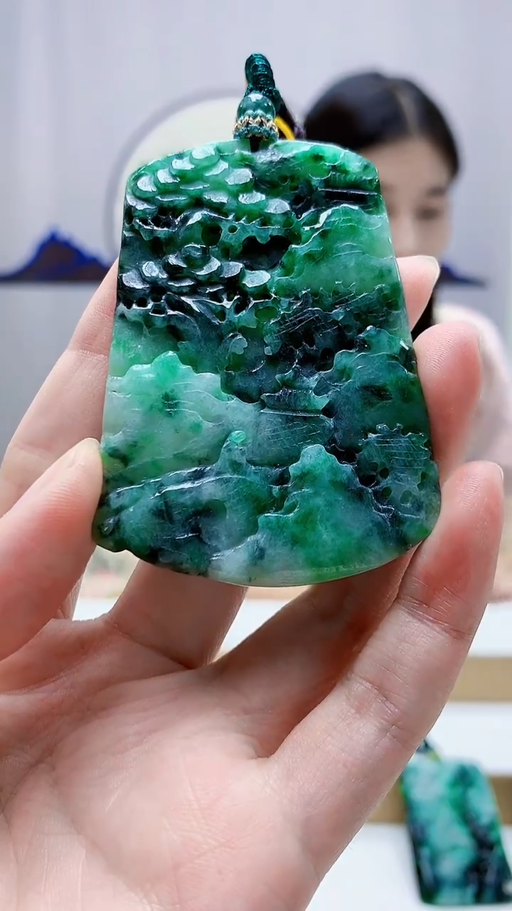 未镶嵌定制翡翠4812zm-毛货挂件山水36