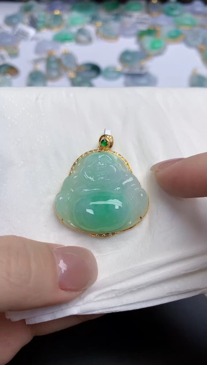 【闪购商品】翡翠颈饰18K金镶嵌天然缅甸翡翠A货