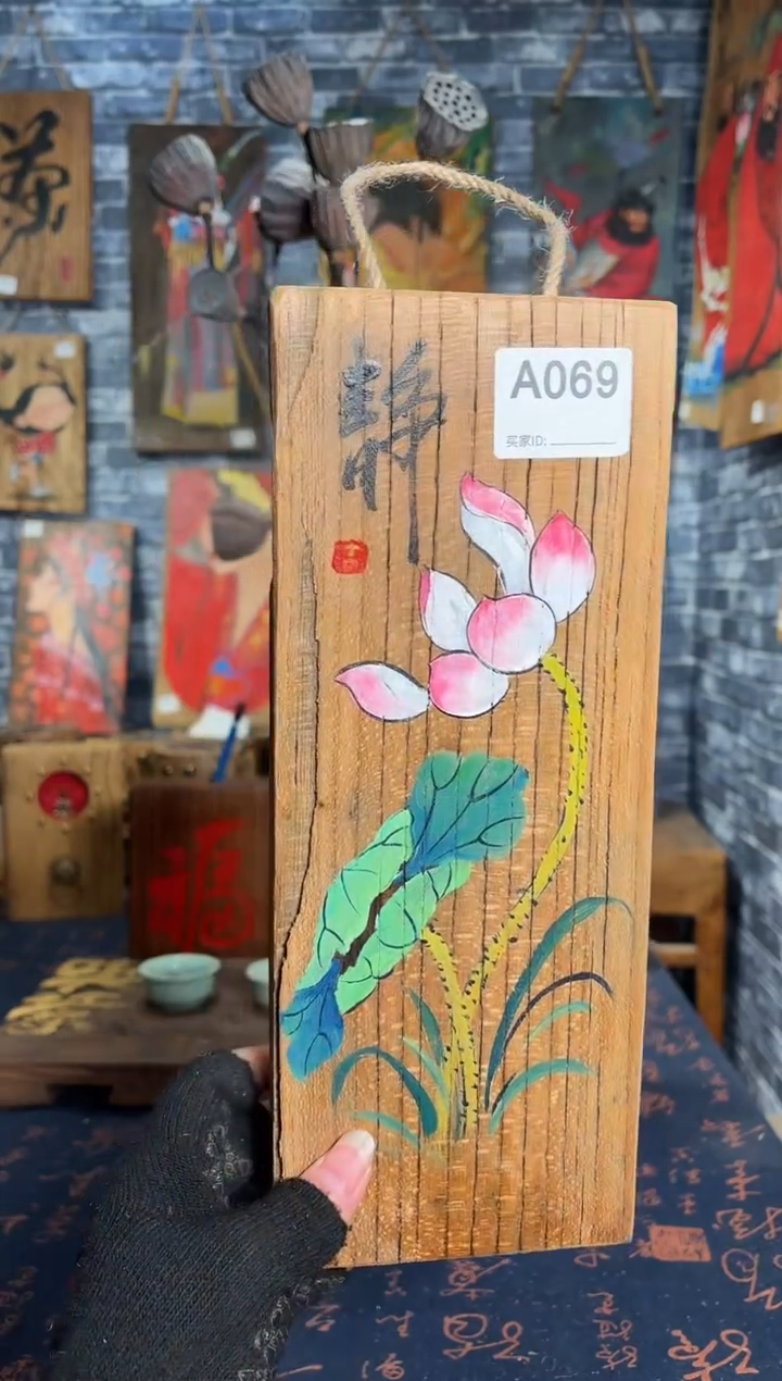 风化老门板丙烯画