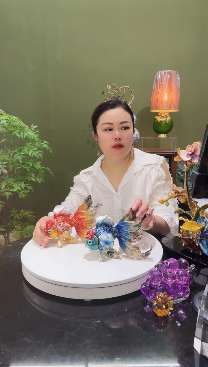 合金珐琅彩金鱼一对