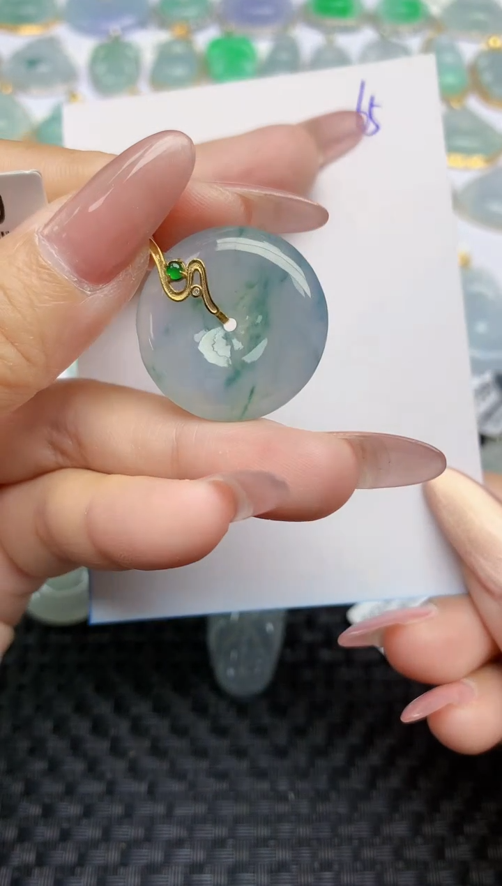 【闪购商品】翡翠颈饰18K金镶嵌天然A货翡翠 65