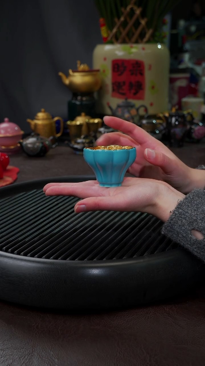 【闪购商品】杯【宜景窑松石蓝鎏金】小曼陀罗