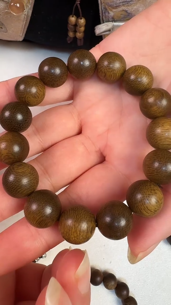 沉香手串越南芽庄1.4圆珠单圈手串
