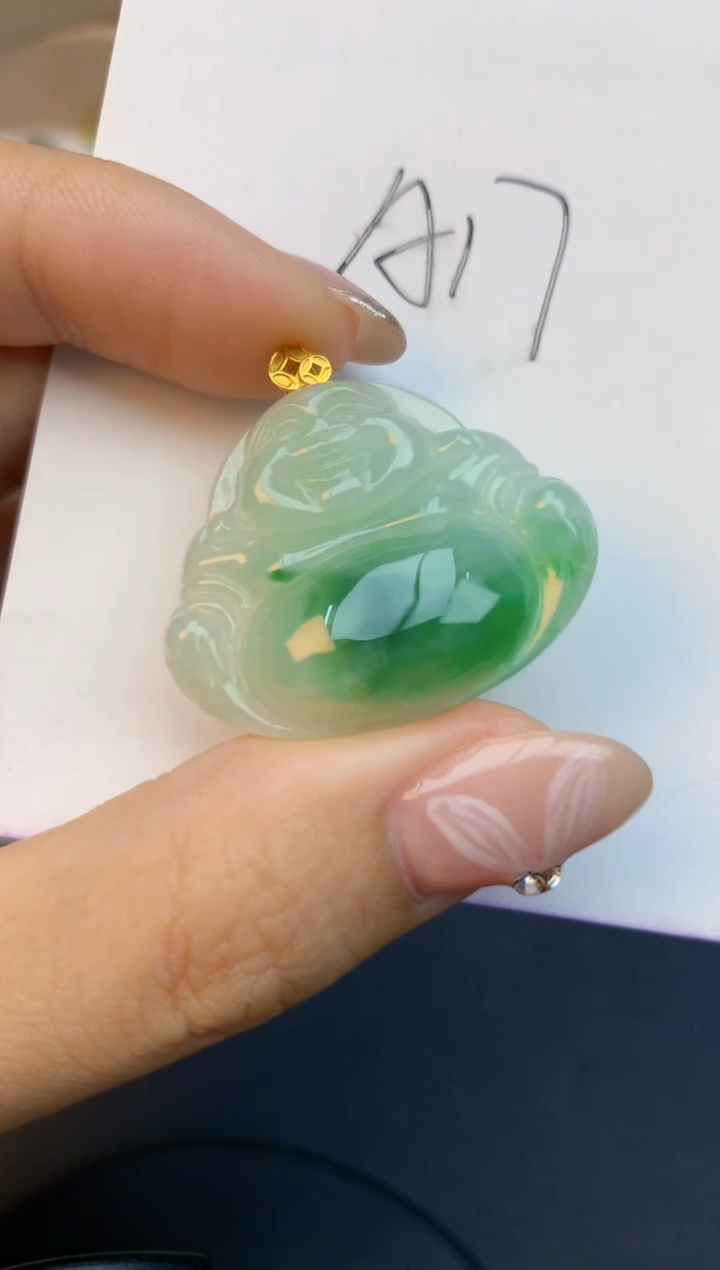 颈饰18K金镶嵌翡翠天然缅甸a货翡翠百元以上9元证书费自理