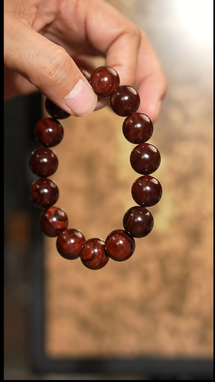 手串/手链黄花梨/降香黄檀东**北海南黄花梨15mm圆珠单圈