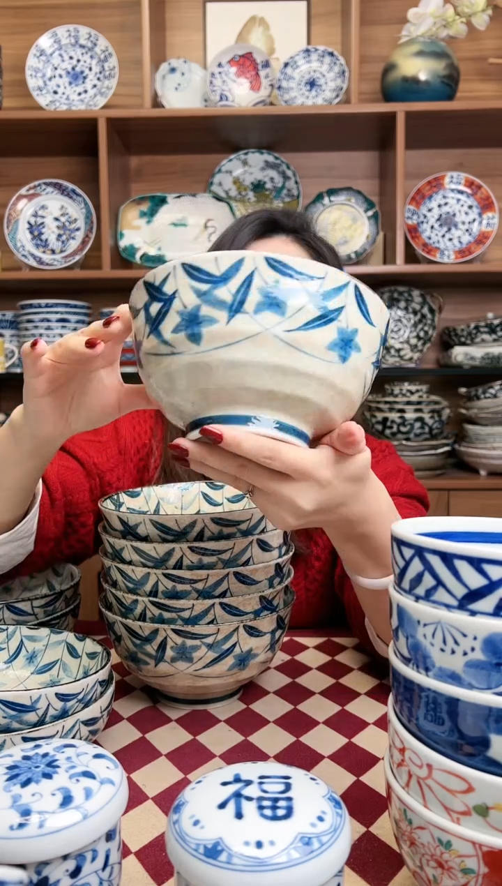 【闪购商品】瓷片【微瑕】桔梗17cm四轮面碗