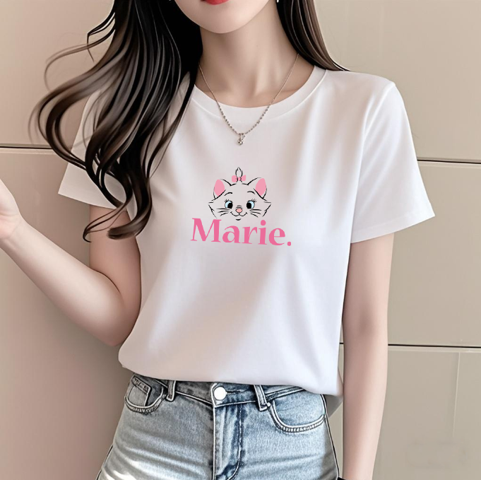 【卡通】夏季新款2025 印花纯棉短袖t恤收腰短款小个子潮修身设计感