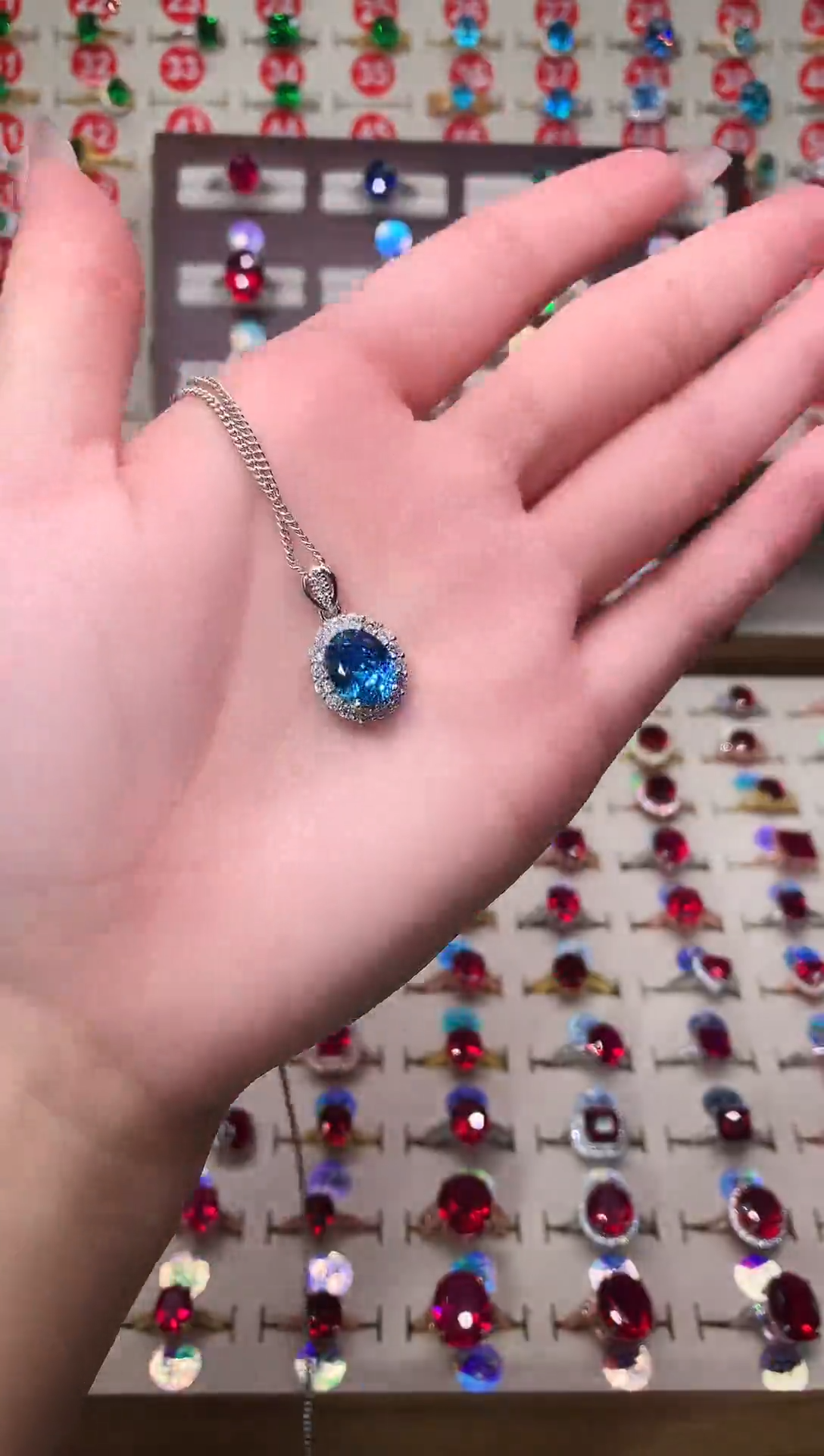 银S925镶嵌吊坠(赠链)海蓝宝石8*10 银托