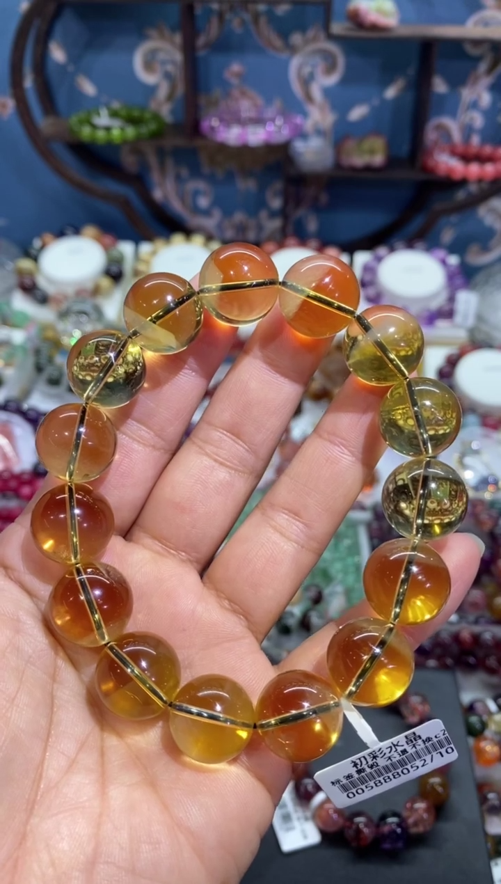 【闪购商品】水晶手串未镶嵌黄水晶 蓝针共生13+