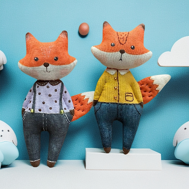 青竹手作原创狐狸布艺手工玩偶玩具包包挂件创意生日礼物送女生