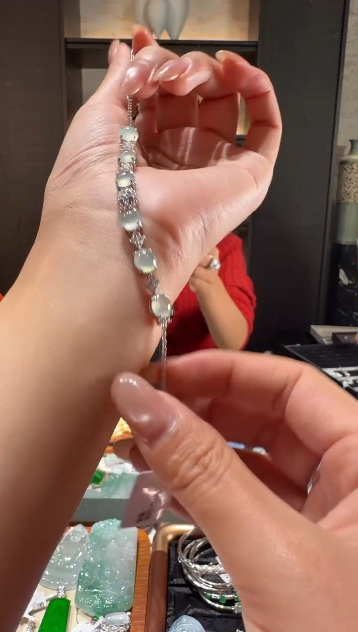 银S925镶嵌手链翡翠19
