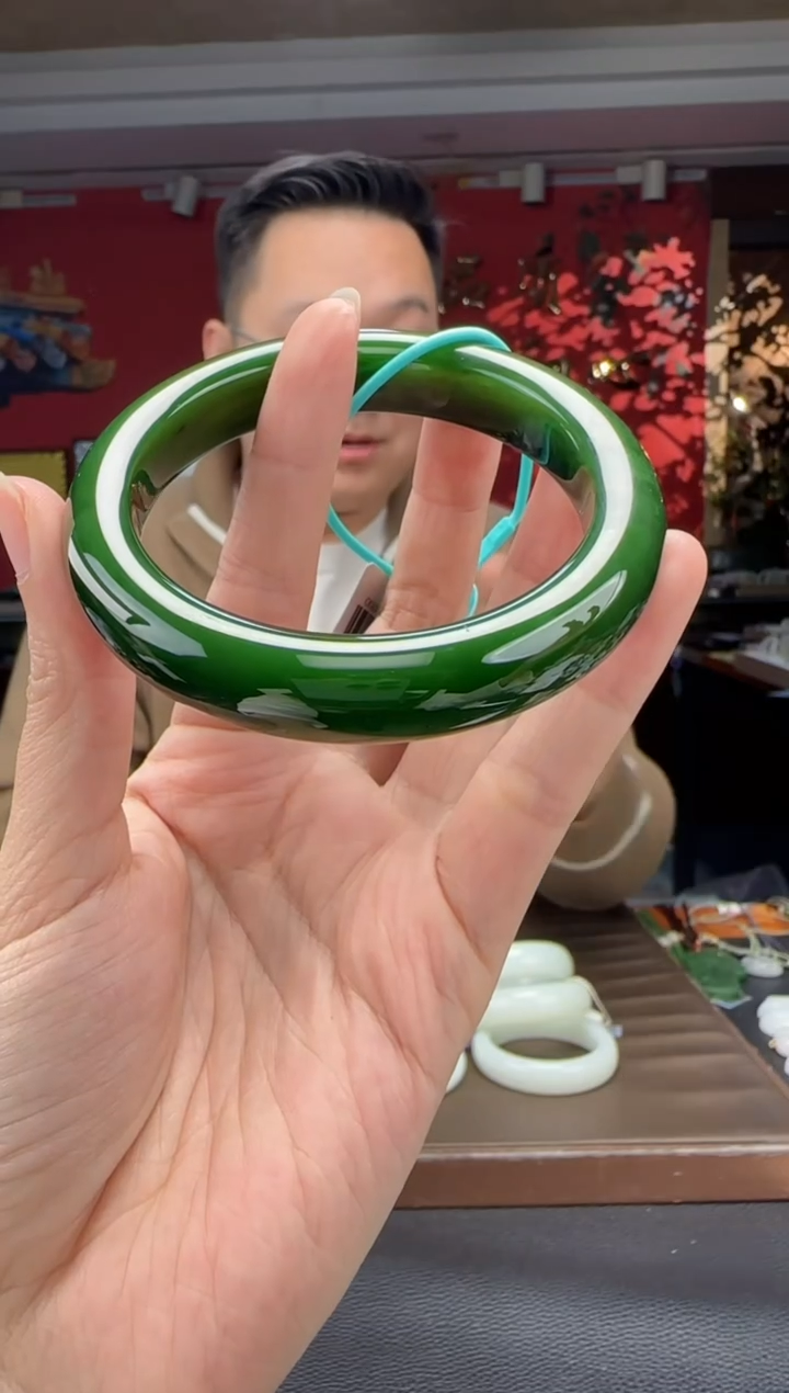 未镶嵌手镯和田玉碧玉正装手镯54-61