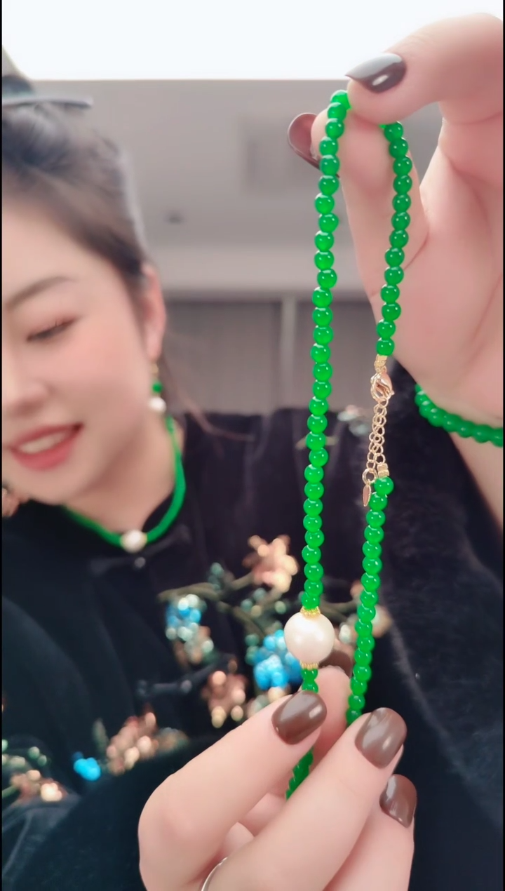 颈饰未镶嵌淡水珍珠2728单株绿链