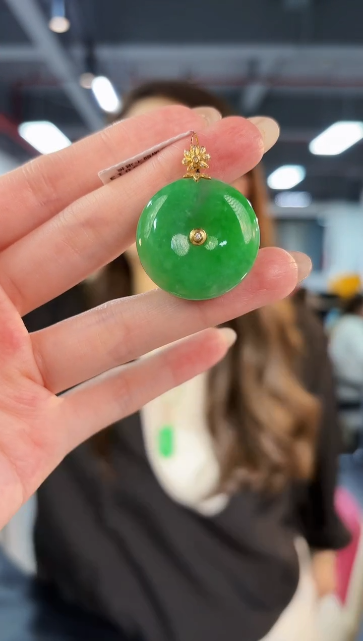 【闪购商品】翡翠颈饰18K金镶嵌缅料A货/支持复检/一件