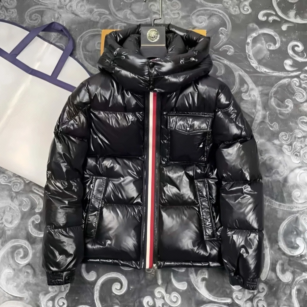 1.冬季彩虹条经典情侣同款爆款时尚加厚保暖连帽潮流羽绒服