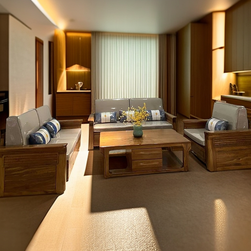 非洲加蓬进口乌金木储物箱沙发组合