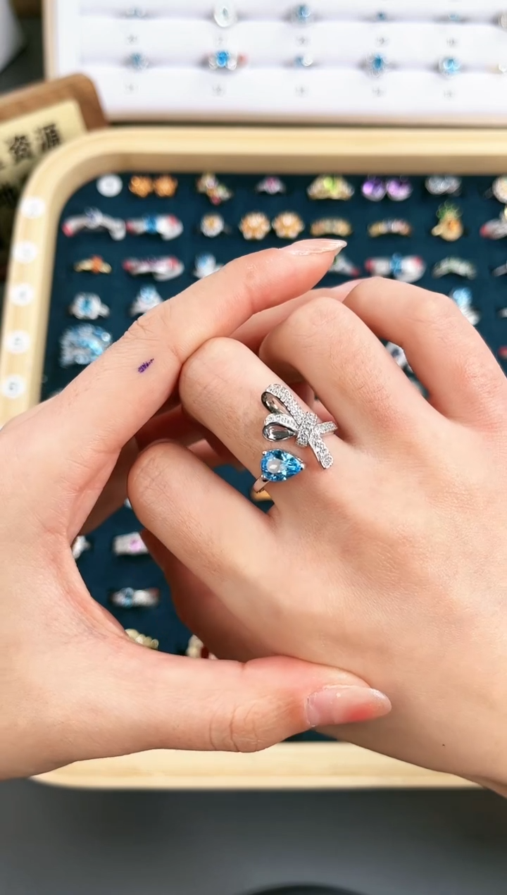 【闪购商品】托帕石戒指银S925镶嵌T-043