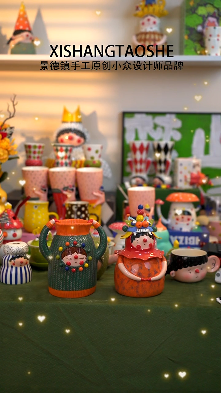 .迷*?喜上陶社大梦摆件两只