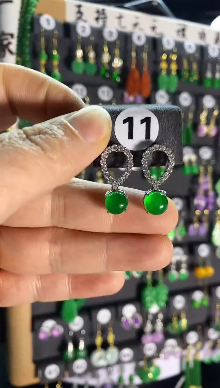 【闪购商品】翡翠耳饰银S925镶嵌11....