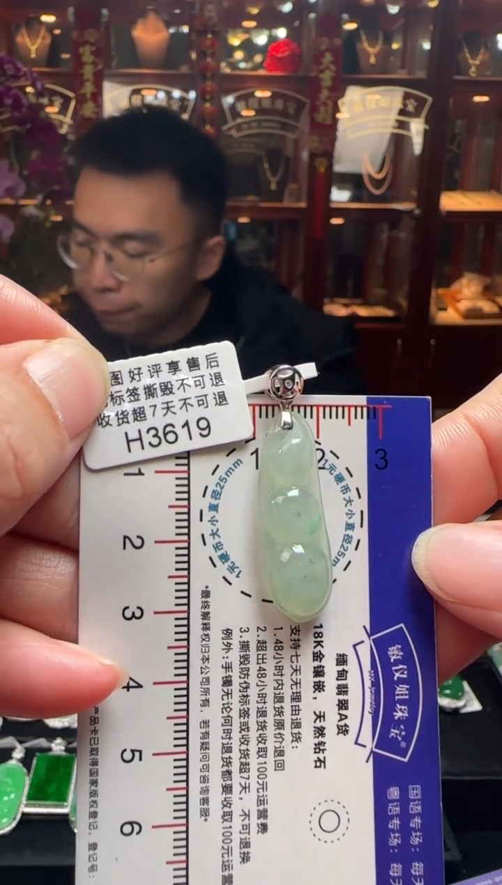 【闪购商品】翡翠颈饰18K金镶嵌H3619富贵豆