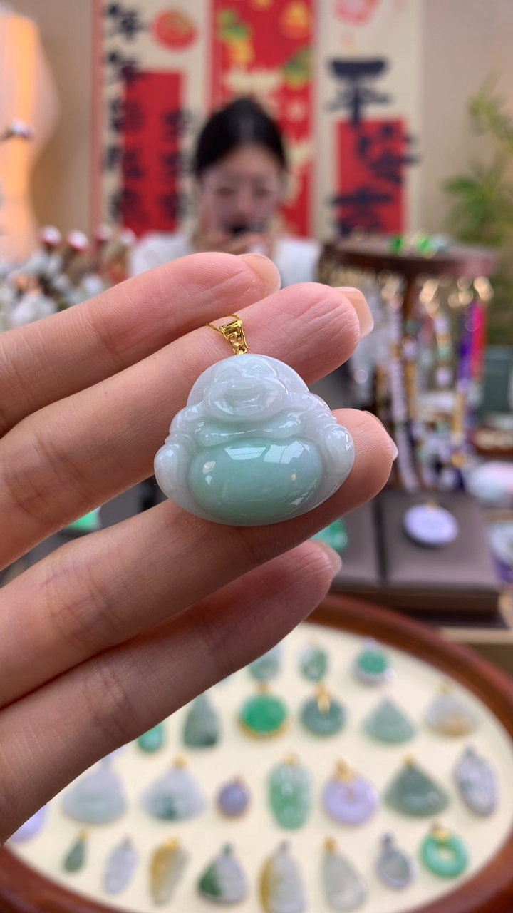 【闪购商品】翡翠颈饰18K金镶嵌佛公