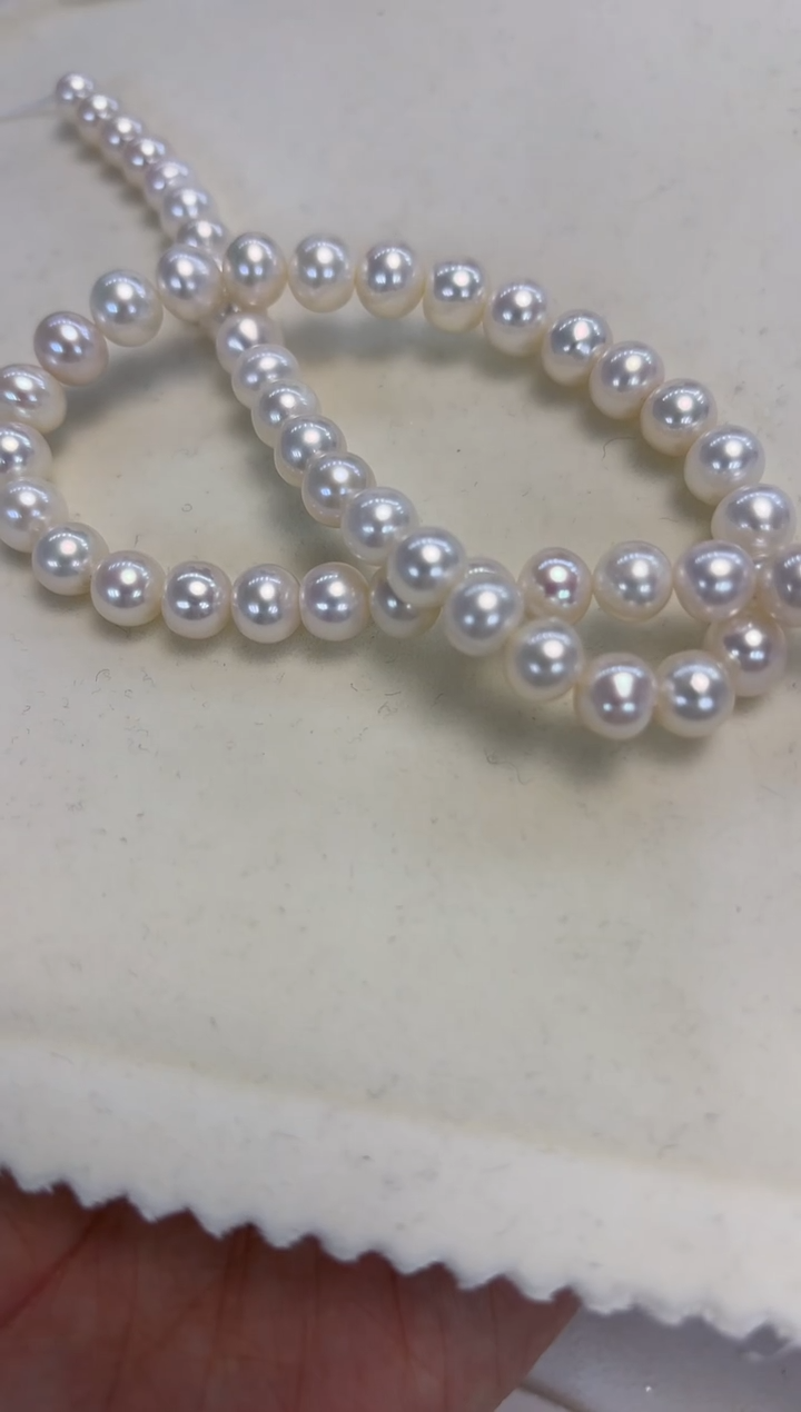 颈饰银S925镶嵌淡水珍珠7.5-8.5mm无核白珠项链