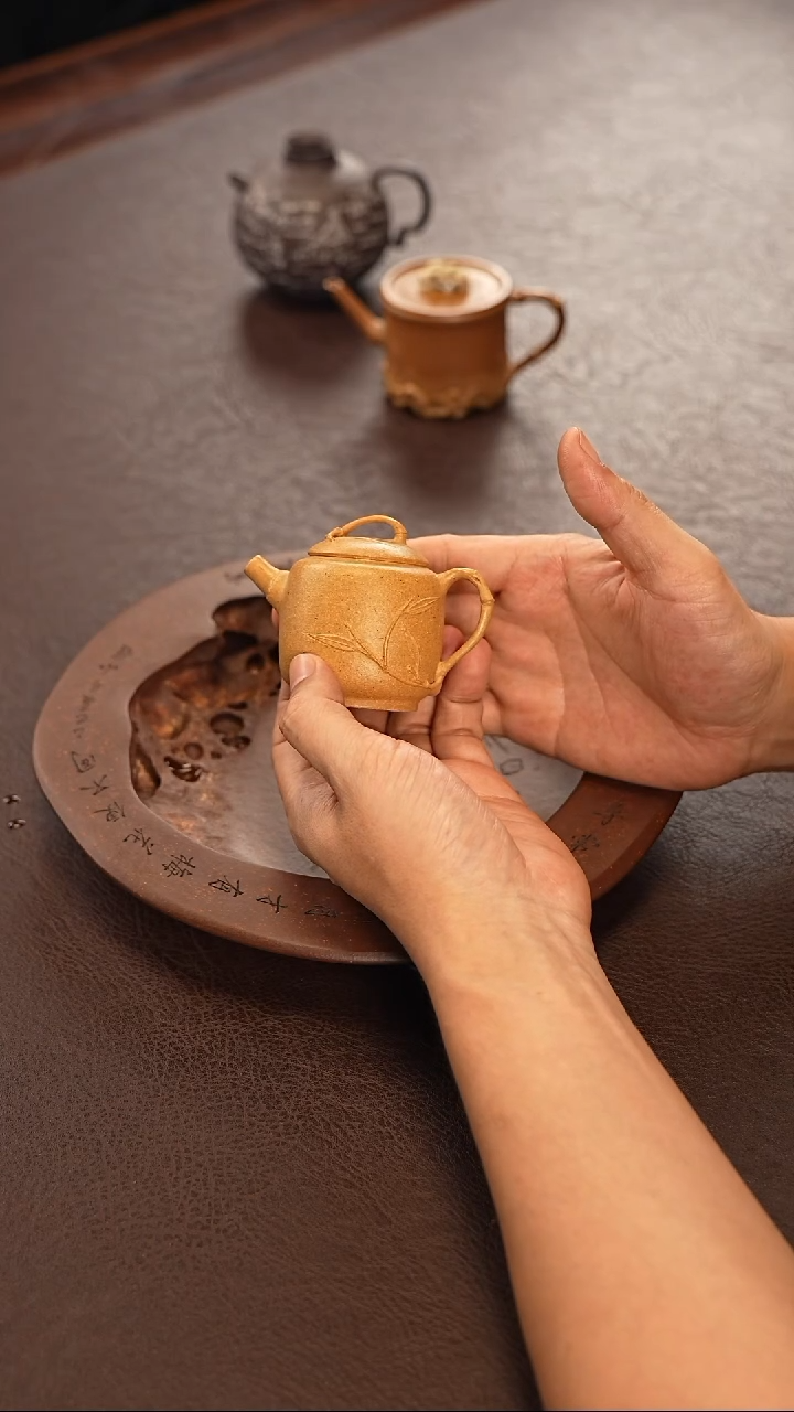 茶壶紫砂黄金段文竹 80毫升