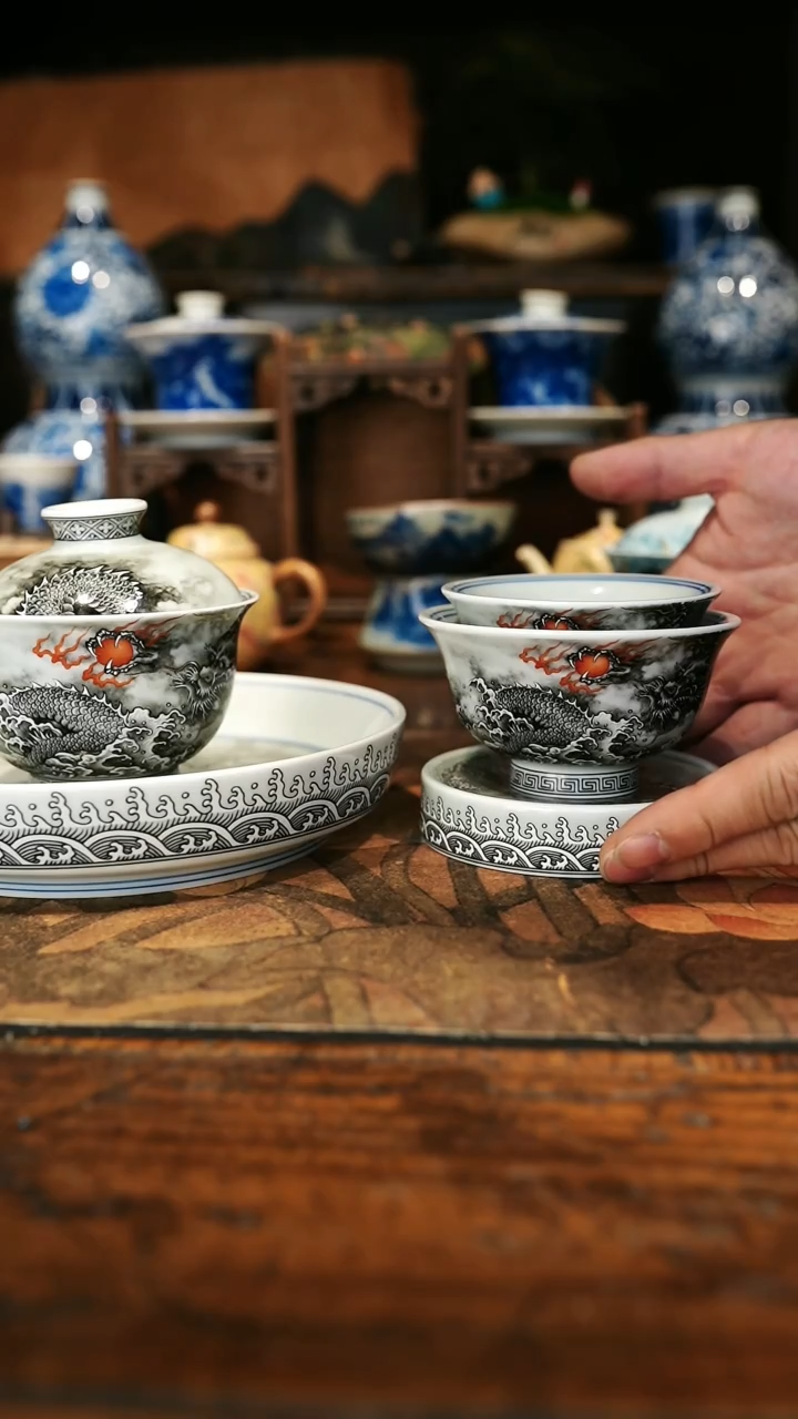 【闪购商品】陶瓷墨彩描金龙纹套