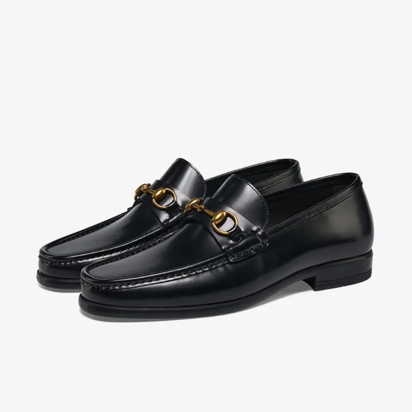 男士商务真皮透气乐福皮鞋男士鞋德比夏季黑色豆豆鞋