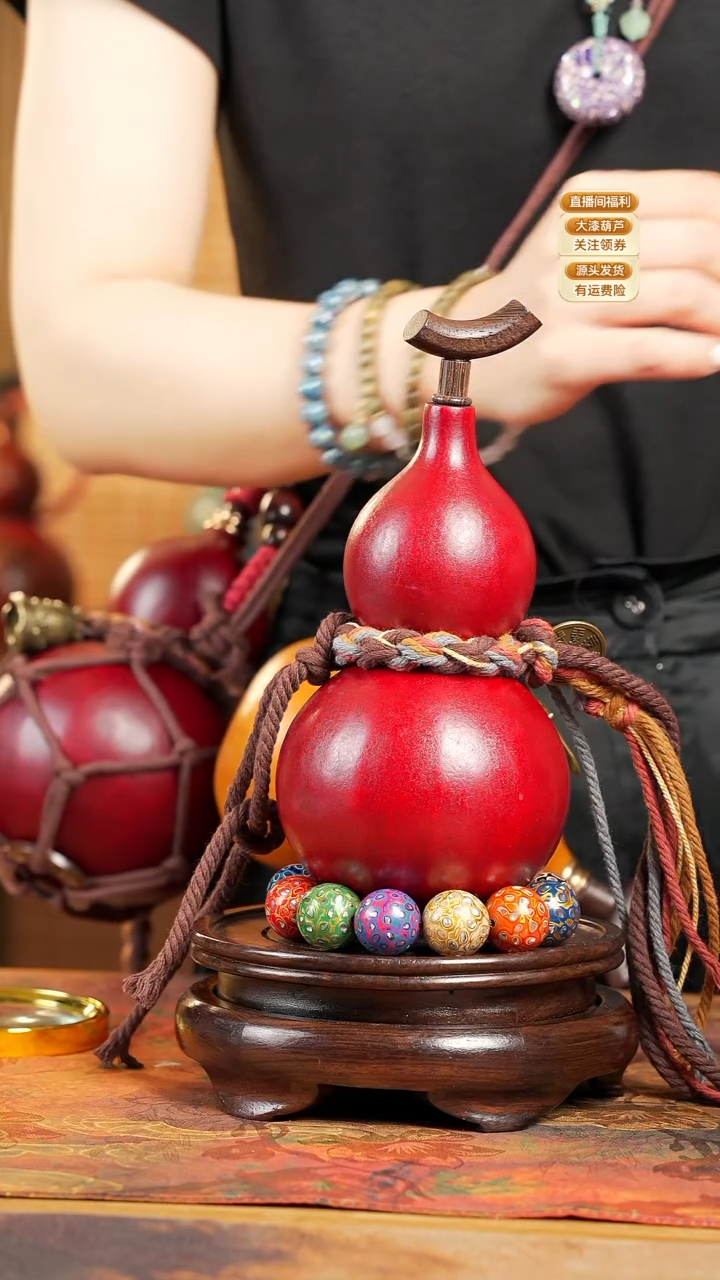 WX094大漆酒葫芦不包手串及旋转底座