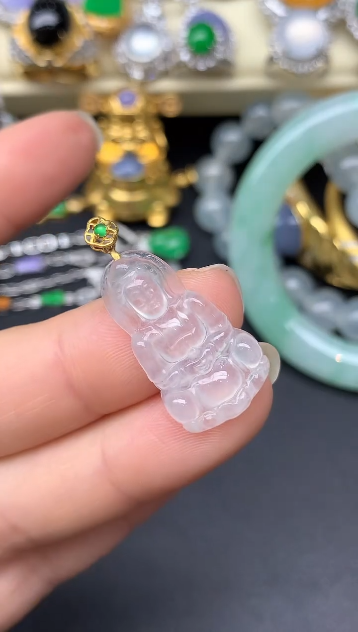 颈饰18K金镶嵌翡翠7-雪姐翡翠天天见