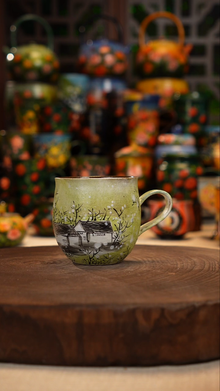 紫砂油画手绘釉下彩