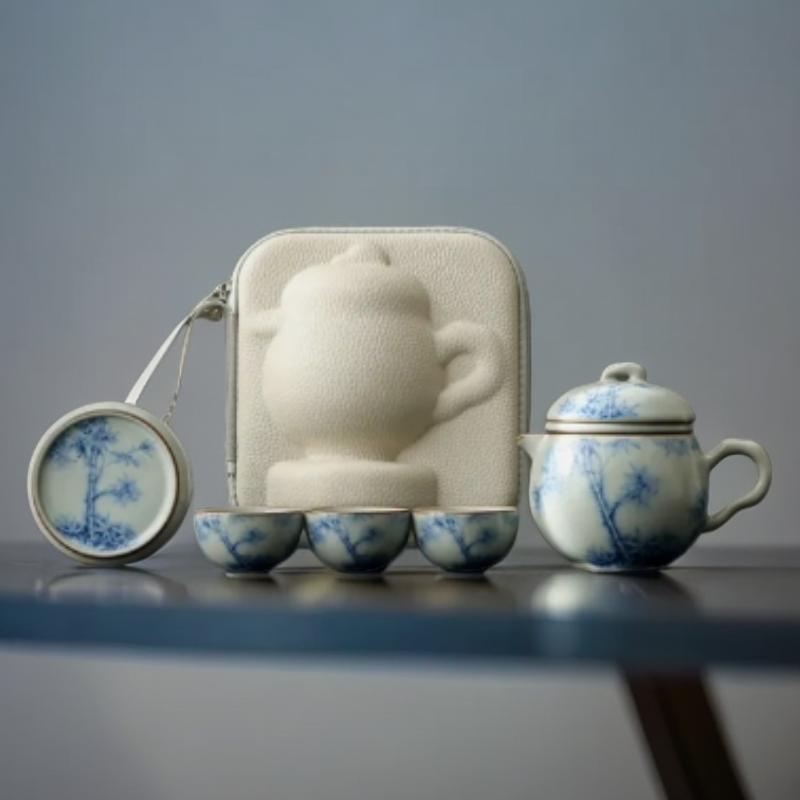 汝窑KK0674青花旅行快客杯-节节高升