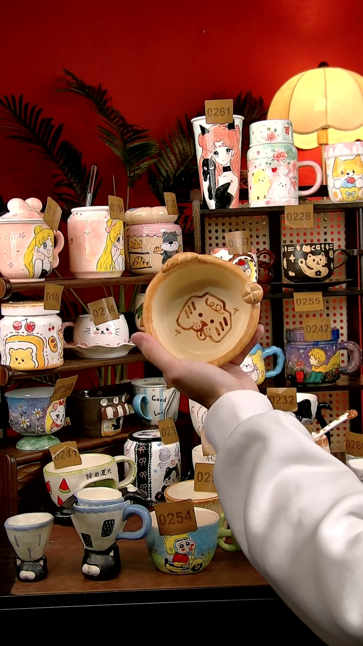 碗瓷DIY景德镇创意手绘陶瓷卡通风面包系列猫猫米饭碗小号