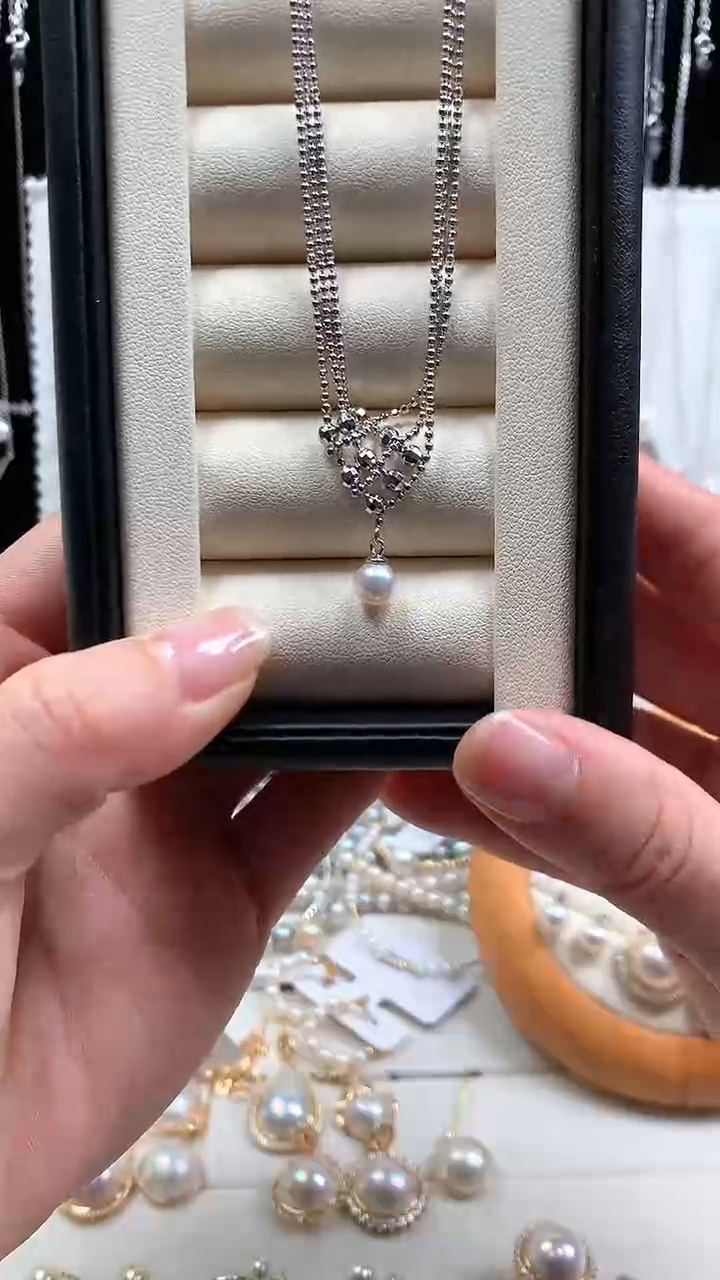 【闪购商品】海水珍珠颈饰银S925镶嵌海水珍珠镭射套链