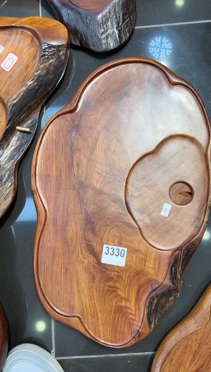 【闪购商品】大果紫檀（缅甸花梨）茶盘3330