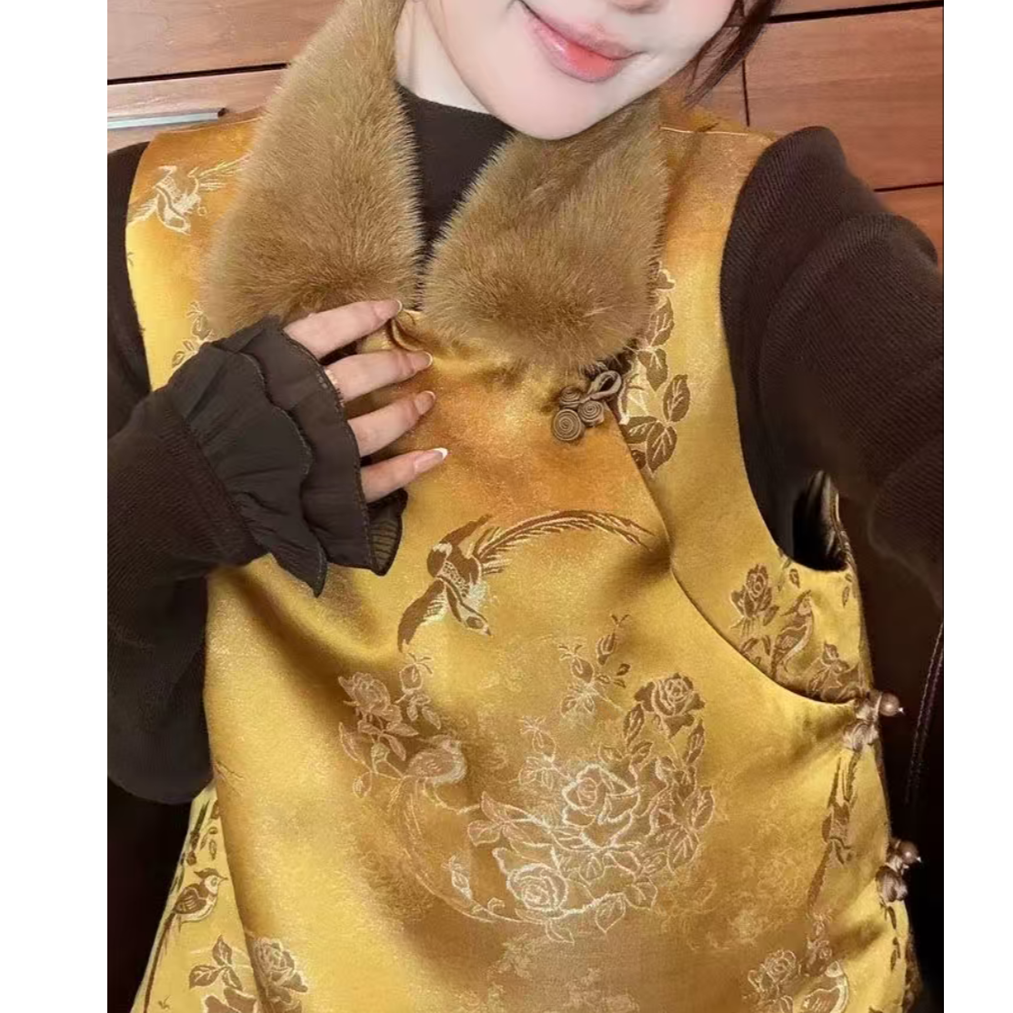 【NA家】气质女常规上衣鸟拼接时尚提花工字型款马夹