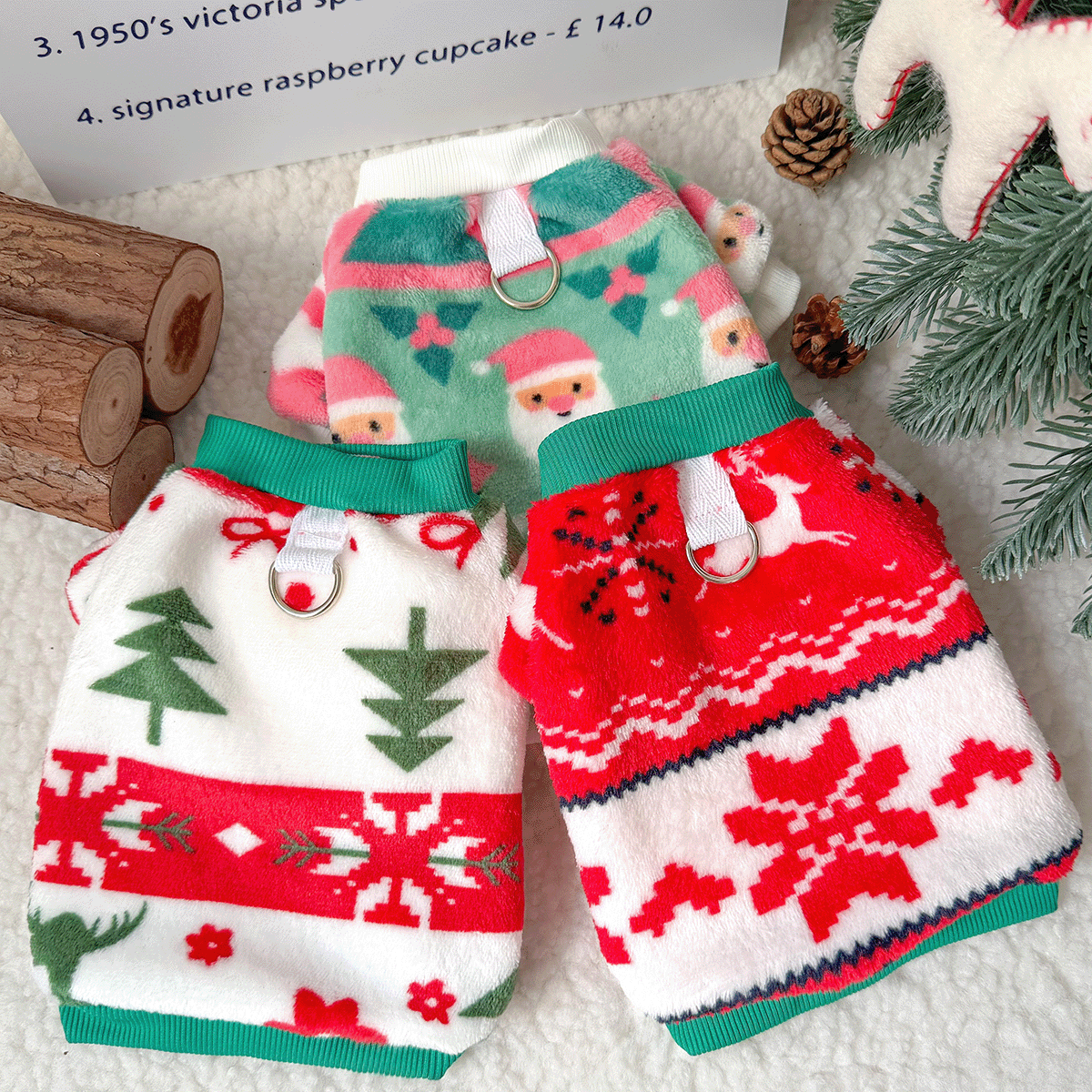 宠物狗狗圣诞衣服法兰绒小型幼犬猫咪保暖舒适衣服秋冬款比熊泰迪