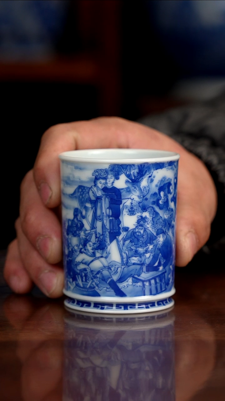 晓竹窑青花太白醉春图