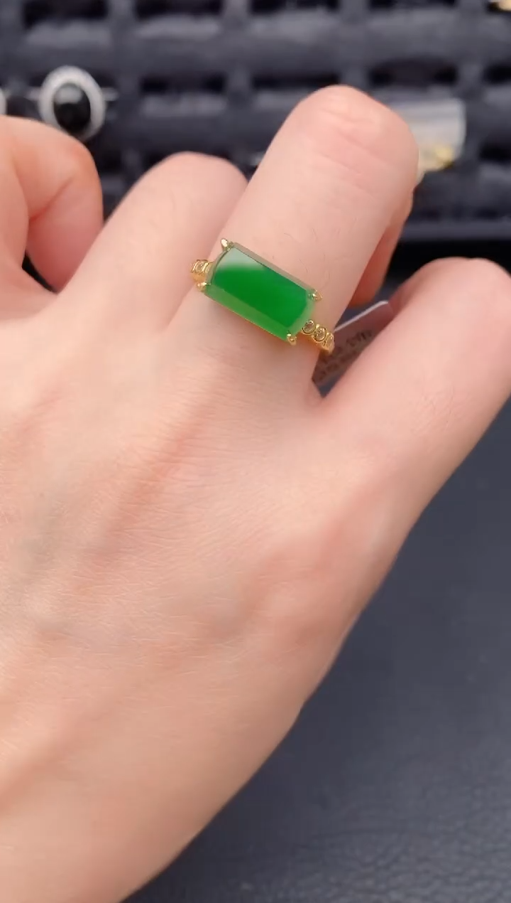 银S925镶嵌戒指翡翠天然a货翡翠228