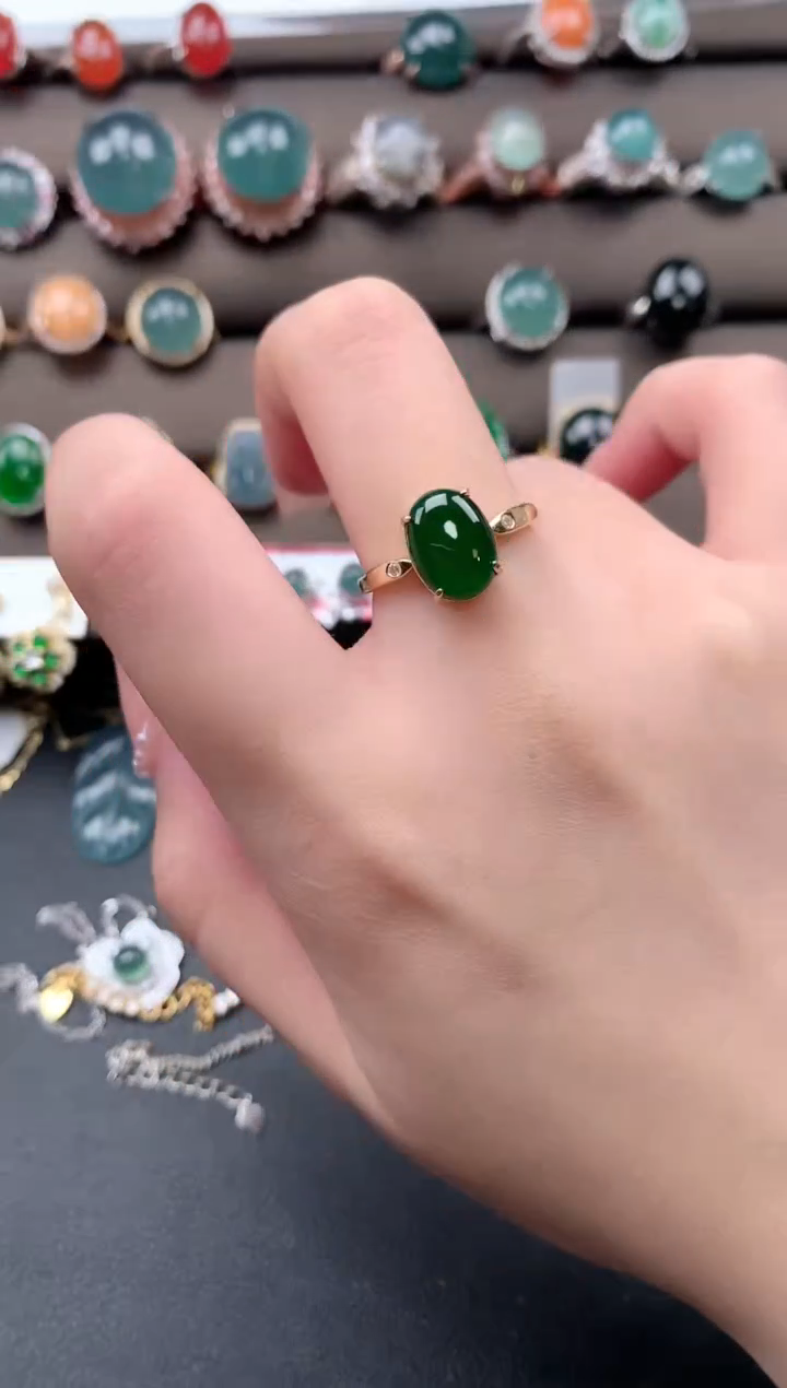 【闪购商品】翡翠戒指银S925镶嵌52141