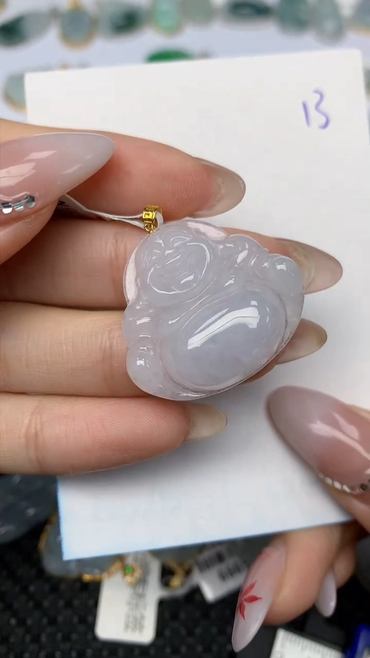 【闪购商品】翡翠颈饰18K金镶嵌天然翡翠A货