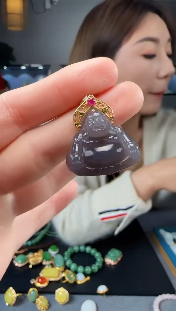 【闪购商品】和田玉吊坠(不含链)18K金镶嵌1