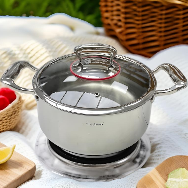 卓德铭18/10不锈钢矮款汤锅直身火锅边炉锅26-28cm