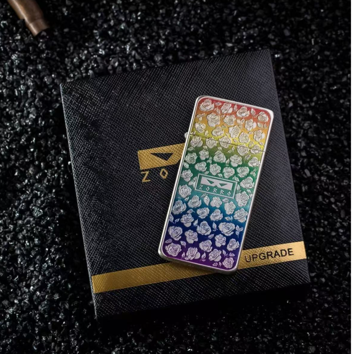 ZORRO佐罗防风煤油打火机男士二代包银彩虹玫瑰窄机薄款ZC5-004