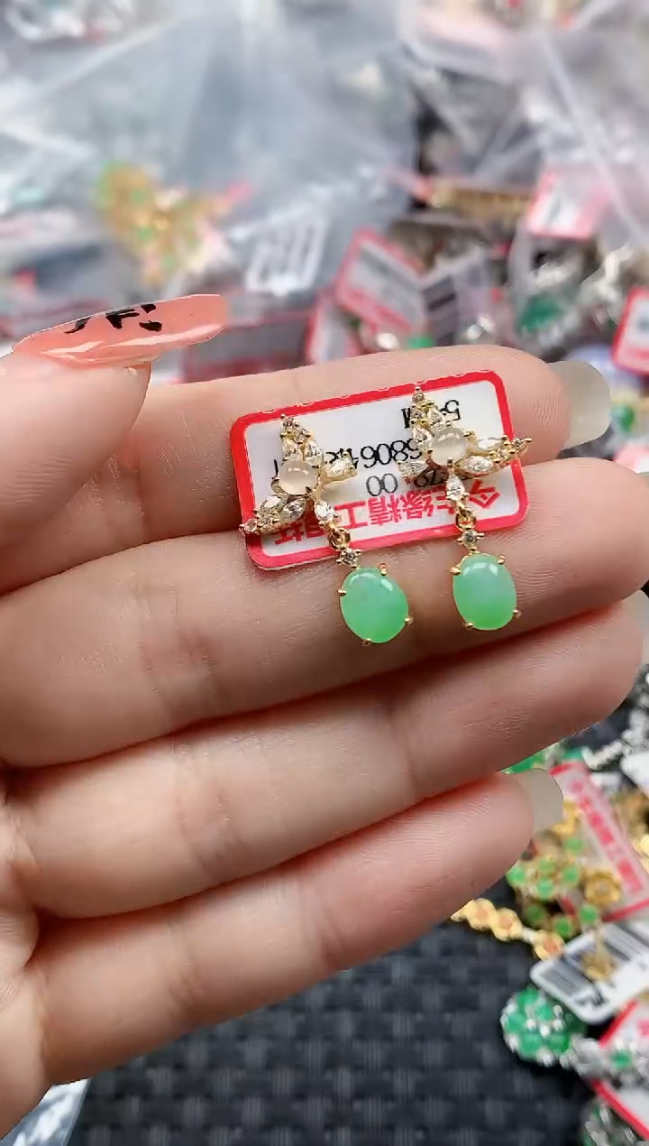 银S925镶嵌戒指翡翠天然A货缅甸翡翠