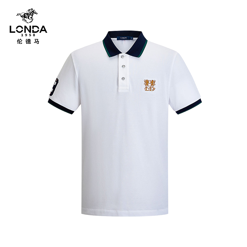 【LONDA伦德马】25春夏舒适时尚休绣男士翻领短袖polo衫2072